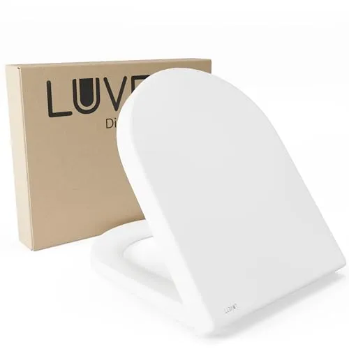 LUVETT® WC-Sitz D650 D-Form Weiß mit Absenkautomatik SoftClose, EasyClean (abnehmbar), Duroplast, einfache Befestigung von oben, Made in EU, u.a. für Duravit ME by Starck