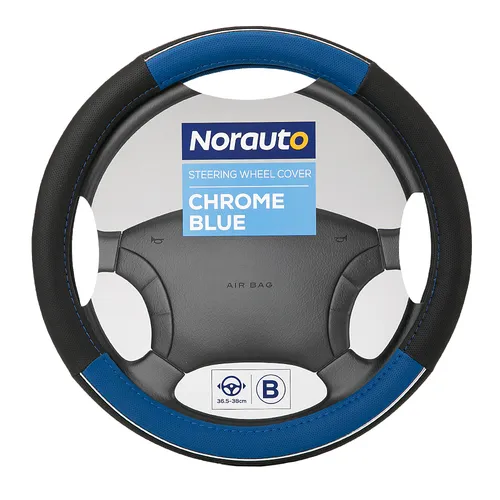 Norauto schwarz-blauer Chrom-Lenkradbezug