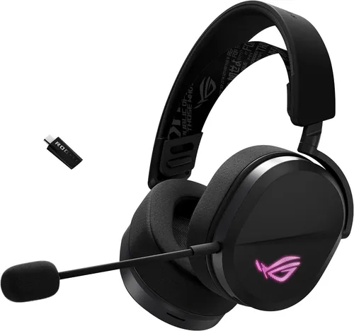 ASUS ROG Wireless RGB Gaming Headset – Tri-Mode, leicht und akkubetrieben - Schwarz - Vielseitiges Gaming-Headset mit Tri-Mode Verbindung für optimale Flexibilität. Genießen Sie klaren Klang und lange Akkulaufzeit, ideal für stundenlange Gaming-Sessions und professionelle Anwendungen.