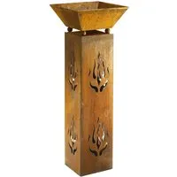 Kobolo Blumenständer quadratisch mit Schale 33x33x89 cm Braun - Feuerstellen - Dekosäule in Rostoptik aus Metall, ideal für Pflanzen und ein echter Hingucker in Ihrem Garten. Maße: 33x33x89 cm, hochwertige Verarbeitung von einem traditionsreichen Familienunternehmen.