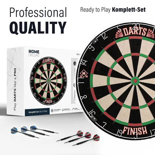 HOME DELUXE Dartscheibe FINISH - Dartboard mit Pfeilen - Zielscheiben, 45,1 x 45,1 cm, aus hochwertigem Sisal für präzises Spielen und langlebigen Spaß.