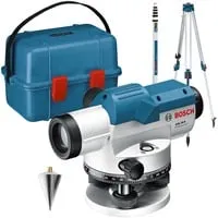 Bosch Nivelliergerät GOL 26 D, 360° für präzise Messungen - Messgeräte: Hochwertiges Nivelliergerät mit 26-facher Vergrößerung und 100m Arbeitsbereich. Inklusive Stativ, Messlatte und Koffer für exakte Positionierung und einfachen Transport.