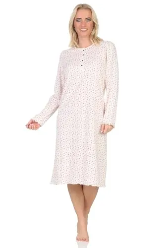 Normann Damen Langarm Nachthemd im eleganten Design – Creme, Größe 48-50 - Elegantes langarm Nachthemd in klassischem Design für optimalen Tragekomfort. Mit 105 cm Länge und in verschiedenen Farben erhältlich. Markenqualität von Normann – seit 1903 für zufriedene Kunden!
