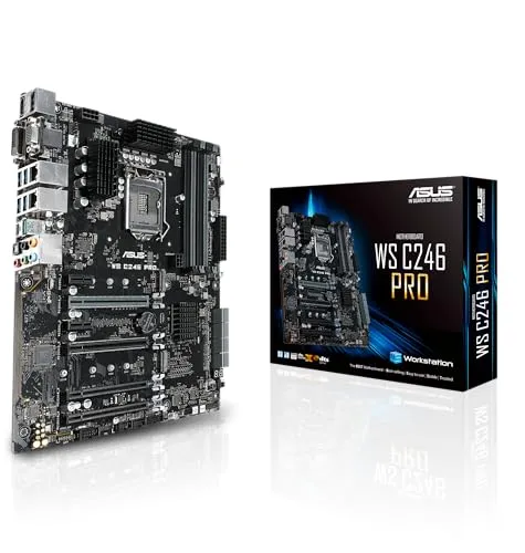 ASUS WS C246 PRO Workstation Mainboard (ATX, Intel Skylake / Skylake-Refresh Serie, LGA 1151-2, 4x DDR4 2666 MHz ECC, PCIe 3.0, SATA, M.2, NVME, SATA, Dual LAN)