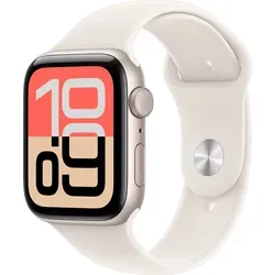 Apple Watch SE (2025) 44 mm - Polarstern Sportarmband S/M - Smartwatch mit präziser Aktivitätsverfolgung, Herzfrequenz- und Schlafmessung, ideal für Fitness-Enthusiasten. Immer informiert dank Always-on-Display und bequemem Silikonarmband.