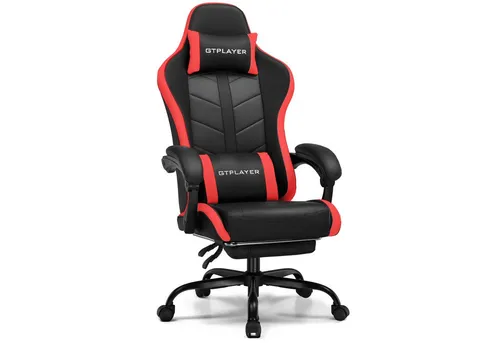 GTPLAYER Gaming-Stuhl Bürostuhl Gamer Stuhl, Ergonomischer Gamer Sessel mit Fußstütze, Gaming Chair PU Leder PC-Stuhl Verbreiterte Rückenlehne 150KG