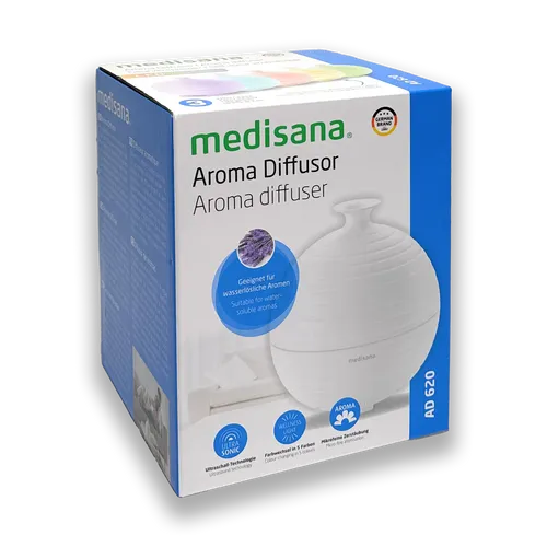 medisana AD 620 Aroma Diffuser aus Bambus – Raumerfrischer mit LED-Farbwechsel - Luftbefeuchter mit Ultraschall-Technologie für gleichmäßige Duftverteilung und sanftem Wellness-Licht. Ideal für entspannende Räume, geräuscharm und energiesparend.