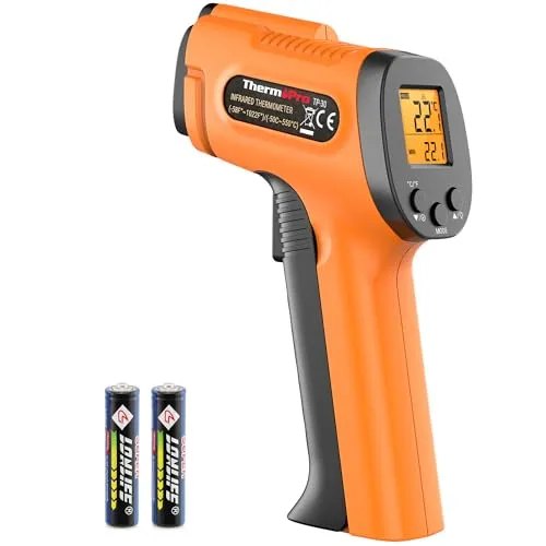 ThermoPro TP30 Infrarot Thermometer Digital Laser Temperaturmessgerät -50°C ~ 550°C Emissionsgrad einstellbar MAX/MIN/AVG-Messwerte (NICHT für Mensch) Ideal für Klimaanlage, Automotor, Bodenheizung