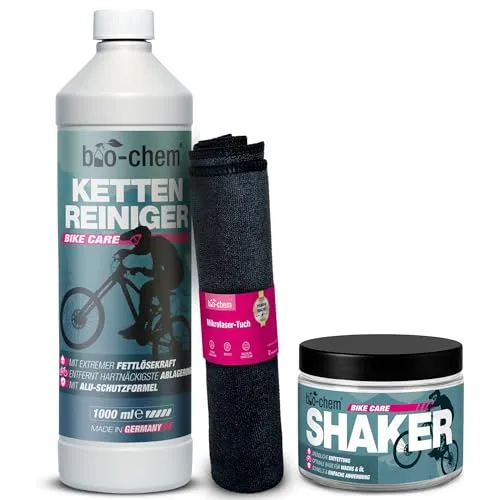 bio-chem Kettenreiniger Fahrrad flüssig - 2x 1 L Sparpaket - Fahrrad-Pflegemittel, lösemittelfreier Antriebsentfetter, materialschonend und ideal für MTB, Rennrad, E-Bike & Motorrad. Entfernt Öl, Fett und Harz effektiv!