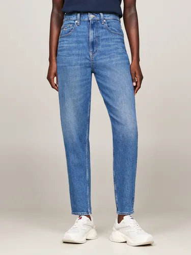 Tommy Jeans Damen Mom Jeans Tapered Fit - Blau (Denim Medium) - Jeans im lässigen 5-Pocket-Style, optimaler Tragekomfort und lockerer Schnitt für perfekte Passform - ideal für Büro und Alltag.