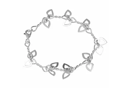 Designer Herz in Herz Armband 925 Sterling Silber 20cm - Elegantes Armband aus 925 Sterling Silber, ideal für stilbewusste Damen, die ein besonderes Schmuckstück suchen.