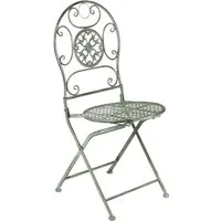 Kobolo Metallstuhl Vintage Gartenstuhl in Antique Green - Eleganter Gartenstuhl aus Metall mit kunstvollen Verzierungen. Ideal für Terrasse, Balkon oder Garten. Kombinierbar mit verschiedenen Tischen, schafft er eine harmonische Atmosphäre.