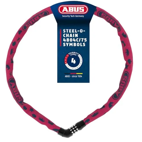 ABUS Kettenschloss Steel-O-Chain 4804C – Sicheres Zahlenschloss für Kinderfahrräder in Pink - Fahrradschlösser: Flexibles und kindgerechtes Schloss mit ABUS-Sicherheitslevel 3, ideal für kleine Fahrräder, schützt zuverlässig mit einer robusten 4 mm Stahlkette.