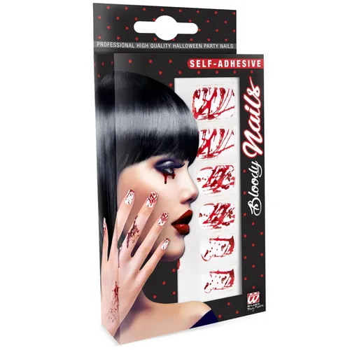 SELBSTKLEBENDE FINGERNÄGEL SET BLUT BLUTBAD HALLOWEEN NEU OVP