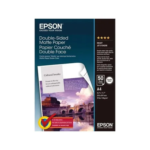Epson Double-Sided Matte Paper - A4 (210 x 297 mm), 50 Blatt, hochwertig und ideal für doppelseitigen Druck