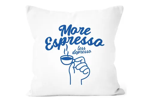 MoonWorks Dekokissen Dekokissenhülle mit Spruch – More Espresso less Depresso – witzige
