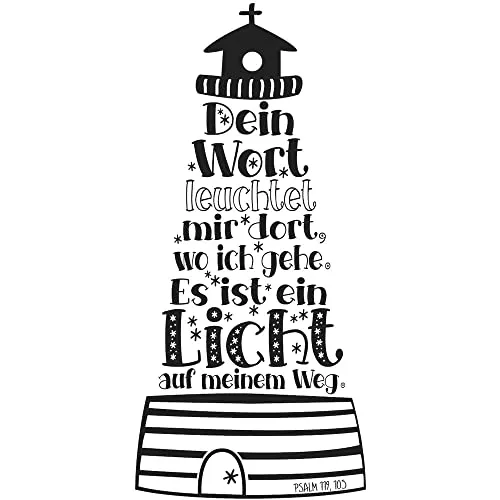 Rayher Hobby 29116000 Holzstempel Leuchtturm, 5 x 10 cm, Textstempel für Einladungen bei Hochzeit, Taufe, Kommunion, Konfirmation, Butterer Schrift-Stempel, Braun