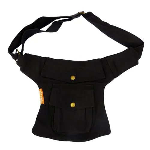 Simandra Gürteltasche für Damen und Herren - Vielseitige Bauchtasche mit Fächern - Praktische Bauchtasche in Braun, ideal für Festivals und Freizeit. Mit mehreren geräumigen Fächern und individuell einstellbarem Gurt von 80 cm bis 120 cm. Fair-Fashion aus Nepal, in verschiedenen Farben erhältlich.