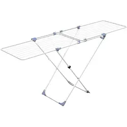 Gimi Duo Edelstahl Wäscheständer 209 x 60 x 97 cm - Ausziehbar in Weiß - Ausziehbarer Wäscheständer aus rostfreiem Edelstahl mit 22 Metern Trockenlänge. Ideal für platzsparendes Trocknen. Kompakt und stabil, perfekt für den täglichen Einsatz.