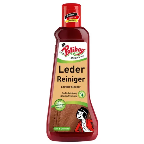 POLIBOY Leder Reiniger 200 ml - Spezialreiniger für alle Lederarten - Spezialputzmittel für alle Leder- und Materialmixarten. Reinigt effektiv und pflegt gleichzeitig, ideal für Möbel und Schuhe.