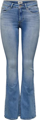 ONLY Damen Jeans 15245444 Light Blue Denim XL-32 - Flared Fit Jeans aus super dehnbarem Denim für ultimativen Tragekomfort. Perfekt für einen stylishen Look mit mittlerer Taille und heller Waschung.