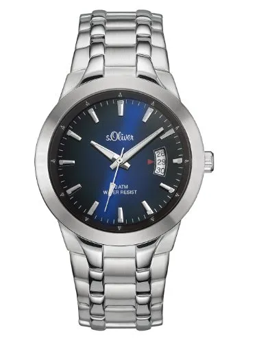 s.Oliver Herren-Armbanduhr XL Analog Quarz Edelstahl SO-2823-MQ