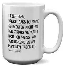 22Feels Tasse Papa Geschenk Vatertag von Tochter Vater Geburtstag Kaffeetasse Mann, Keramik, XL, Made In Germany, Spülmaschinenfest weiß