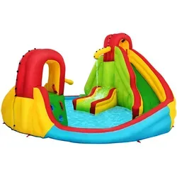 COSTWAY Hüpfburg mit 30 Bällen - Swimmingpools - Bunte, aufblasbare Hüpfburg für stundenlangen Spielspaß, inklusive Tragetasche und Zubehör. Ideal für Kinder ab 3 Jahren!