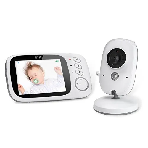 GHB Babyphone Kamera 3,2 Zoll - Video-Babyphone mit 3,2 Zoll LCD-Farbdisplay, Nachtsicht und Temperaturüberwachung - ideal für die sichere Überwachung Ihres Babys.