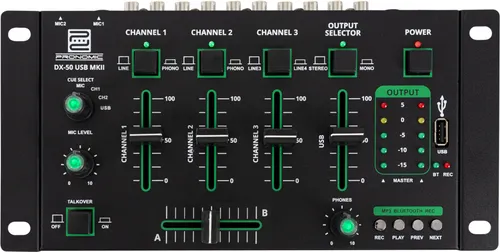 Pronomic DX-50 USB MKII - 4-Kanal DJ-Mixer mit Bluetooth, vielseitig und ideal für mobile DJs und Partys