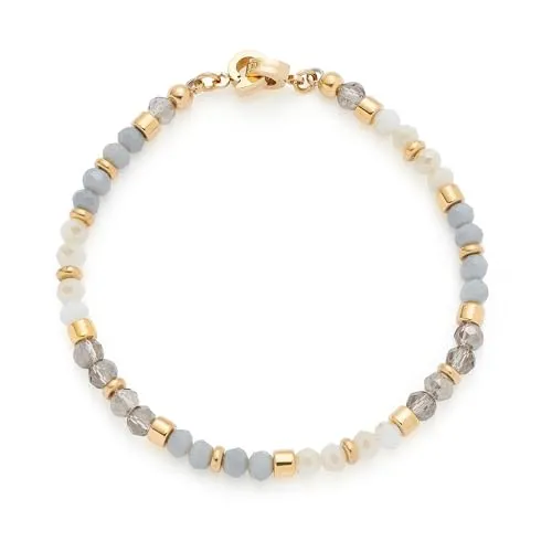 JEWELS BY LEONARDO Armband Clip & Mix Bernie – Goldfarbener Edelstahl mit Glasschliffperlen - Stylisches Armband BERNIE aus goldfarbenem Edelstahl mit eleganten Grautönen und transparenten Highlights. Ideal für Frauen, die ihren Schmuck individuell gestalten möchten. Allergikerfreundlich und robust für den täglichen Einsatz.