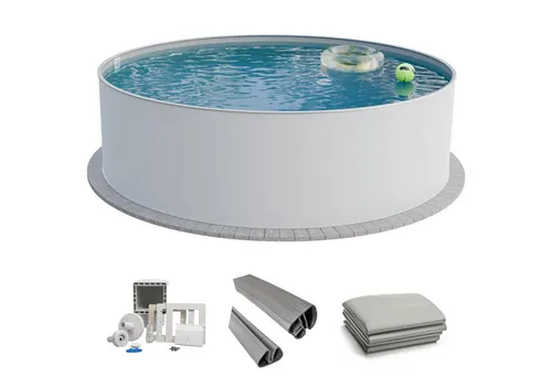 Fresh-Pool Rundpool Set 350x120 cm – Hochwertiger Stahlwandpool - Genieße den Sommer mit dem exklusiven Fresh-Pool Rundwandpool. Robust und langlebig, ideal für DIY-Projekte. Die UV-stabilisierte Folie sorgt für langanhaltende Freude in deinem Garten.