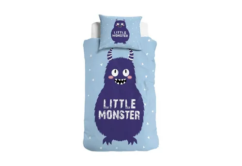 Little Monster Kinderbettwäsche Renforcé Bettwäsche 135x200 cm Little Monster blau, Renforcé, 2 teilig, Monster Kuschelbettwäsche Geschenke fürKinder Mädchen sale sommer