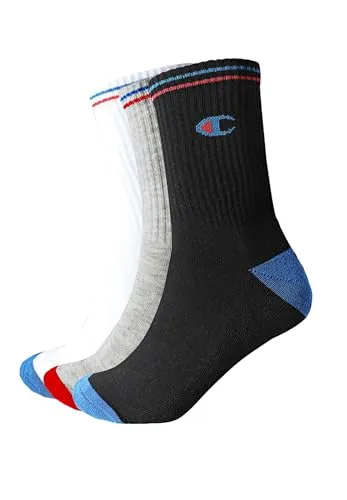 Champion Unisex Core Multicolor 3PP Crew Innensocken, Multicolore (Nero/Bianco/Grigio Melange Chiaro), 35-38 EU (2-5 UK)