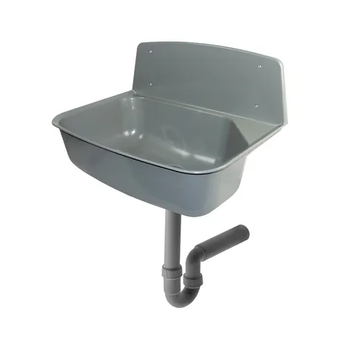 OTTO HAAS KG Ausgussbecken mit PP Spülensiphon DN50 - Ausgussbecken aus 100% Recyclingkunststoff, Wandmontage, 526x342x367 mm. Umweltfreundlich und CO2-sparend, inklusive DN 50 Siphon und Ablaufgarnitur.