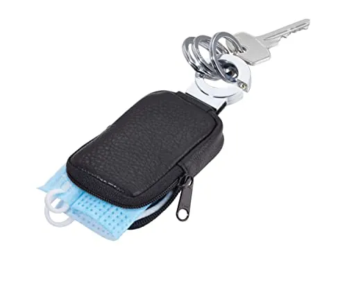 TROIKA POCKET CLICK – KR8-77/LE – Schlüsselanhänger – Täschchen (Kleingeld) – für den Schlüsselbund – Autoschlüssel – Reißverschluss – praktischer Verschluss – Leder/Metall – schwarz – TROIKA-Original