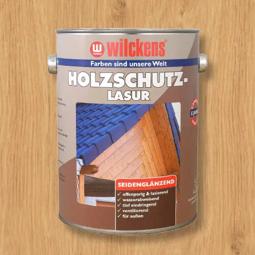 Wilckens Holzschutzlasur farblos 5l - Holzlasur für Außen mit seidenglänzendem Finish, bietet optimalen Wetterschutz und verlängert die Lebensdauer Ihres Holzes.