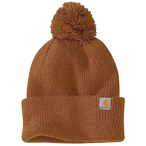 Carhartt Damen Lookout Hut, Braun (Carhartt Brown) - Einheitsgröße - Strickmützen für Damen mit Carhartt Wickeletikett und umgeschlagenen Ärmelbündchen, ideal für einen trendigen Look und warmen Tragekomfort.