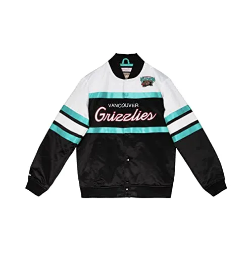 Mitchell & Ness NBA Special Script Heavyweight Satin Jacket - Vancouver Grizzlies - L - Funktionsjacken mit aufwendigen Stickereien und elastischen Rippbündchen für optimalen Tragekomfort, perfekt für Fans der Vancouver Grizzlies.