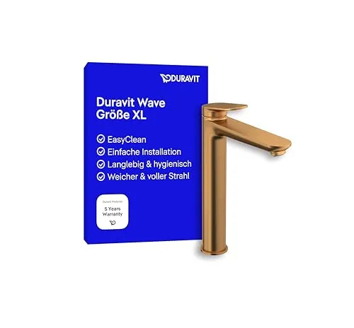 Duravit Wave Waschtischarmatur, Größe XL (Auslauf Höhe 236 mm), Wasserhahn Bad, Armatur Waschbecken, Bronze Gebürstet