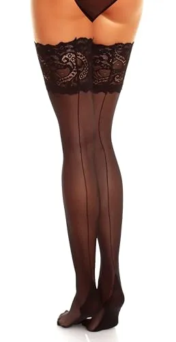 GLAMORY Damen Halterlose Naht-Strümpfe Couture 20 DEN, Schwarz (Schwarz), XXX-Large (Herstellergröße: 3XL-(56-58))