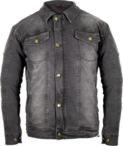 MDM Motorradjacke Jeansjacke mit Protektoren in Grau, Größe S - Klassische Motorradjeansjacke aus 70% Denim und 30% Polyester, winddicht und wärmend. Ausgestattet mit 6 Taschen und Protektoren für optimalen Schutz. Slim Fit für einen modernen Look.