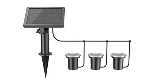 LICHT DISCOUNT LED Solar 3 Stück Boden Leuchten Set HY26WSR801 warm weiß Wegleuchten Edelstahl Bodeneinbaustrahler Spots