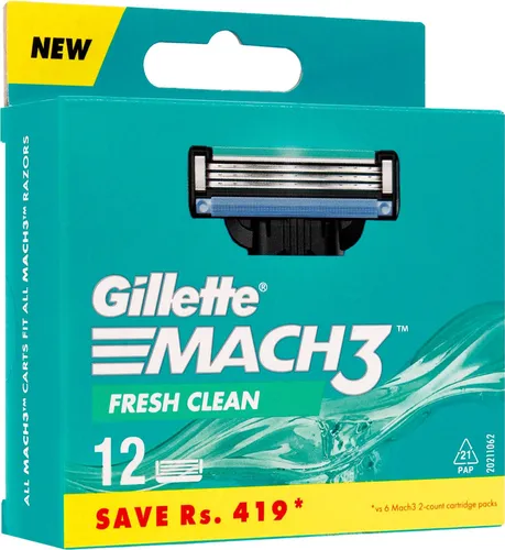 Gillette Mach3 Rasierklingen 12 St. - Nassrasierer, 12 Ersatzklingen für eine perfekte und glatte Rasur, die die Haut nicht reizt – für ein frisches Gefühl wie mit einem neuen Rasiergerät.