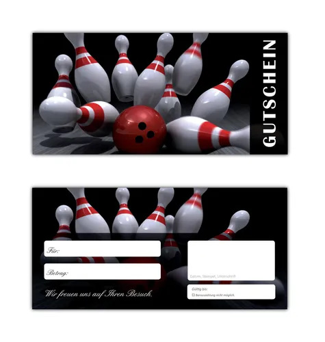 Stück Geschenkgutscheine (Bowling-637) Gutscheine Kegel mit Kugel 200