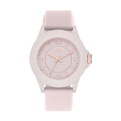 Skechers Damen Analog Quarz Uhr SR6172 mit Silikon Armband - Elegante 40-mm-Armbanduhr mit rosa Zifferblatt und robustem Silikonarmband. Ideal für den täglichen Gebrauch und wasserfest bis 50 m, perfekt für Freizeitaktivitäten.
