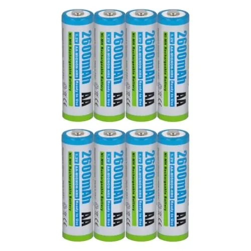 STK. Akku NI-MH Mignon AA 2600mAh - 8er Pack - Akkus für Mignon AA-Geräte, ideal für stromintensive Anwendungen wie RC-Autos. Mit RTU-Technologie für minimale Selbstentladung und bis zu 1000 mal wiederaufladbar.