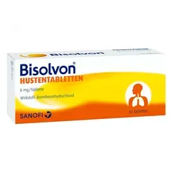 Bisolvon Hustentabletten - Schleimlösende Tabletten für die Unterstützung der Atemwege. Ideal zur Linderung von Beschwerden bei akuten und chronischen Erkrankungen der Lunge. Praktische Anwendung für Erwachsene und Jugendliche.