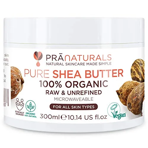 PraNaturals 100% Sheabutter 300ml - Reine Sheabutter für die Hautpflege, ideal zur intensiven Feuchtigkeit von trockenen Stellen. Perfekt für alle Hauttypen und vegan. Hochwertige Qualität aus Afrika.