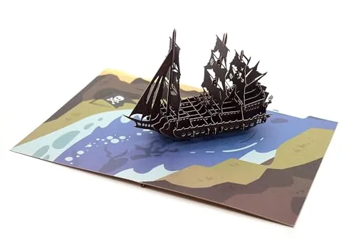 Flying Dutchman 3D-Pop-Up-Karte, Thinking of You-Karte, handgefertigte Grußkarte, Geschenk für Freund und Kollegen, Dankeskarte, Geburtstagskarte, Geschenk für Piraten von Carrabin Fan